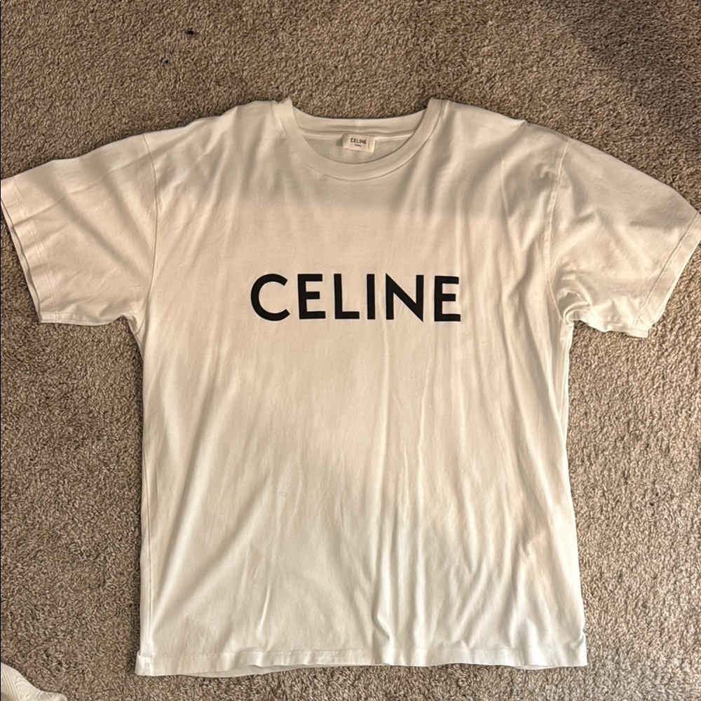 Celine Cream Tee with Black Logo